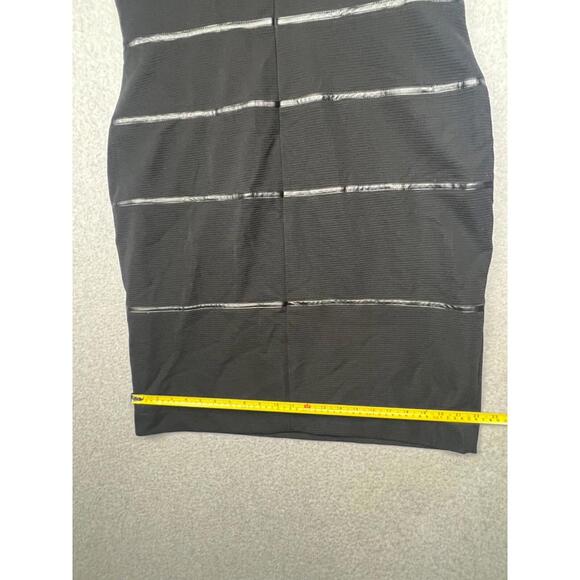 Kasper Ribbed Knit Sheath Dress Womens Plus 18 Faux Leather Stripe Sleeveless - Picture 7 of 12